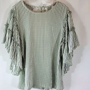 ANTHROPOLOGIE PILCRO | Green & White Sybil Top | Size: Small